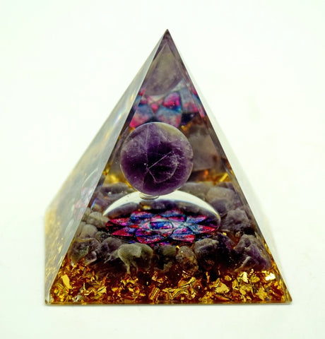 Purple Moon With Lotus Orgonite Pyramid