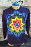 Don Martin Adult T-Shirt-Rainbow Mandala-on Blue-Size Medium-Long Sleeve