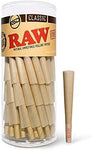 RAW Cones Classic 1-1/4 | 75 Pack | Natural Pre Rolled Rolling Paper with Tips & Packing Tubes Included