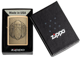 Zippo Odin Emblem Brushed   Brass Windproof Lighter