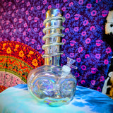 11.5" Soft Glass Alien Waterpipe-Glass on Glass-Iridescent Gray-Glow In The Dark-SG11A