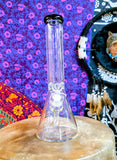 14”  Clear Beaker Waterpipe w/ Ice Catch & Black  Rim