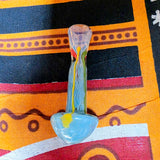 Rasta Fumed Teal Frit Mushroom Chillum