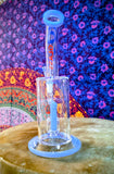 10” Single Perc Bent Neck Waterpipe w/ Periwinkle Blue Accents-RS537