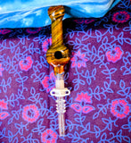 7" Spiral Donut Hole Nectar Collector-Brown/Yellow/Black-V1058N