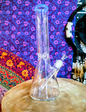 14”  Clear Beaker Waterpipe w/ Ice Catch & Periwinkle Blue Rim