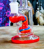 6"  Bent Neck Waterpipe Red Multi Colored Perc-GWP192