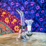 6” True Glass Single Perc Bent Neck Waterpipe-Gray Accents-GWP182