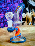 6"  Bent Neck Waterpipe Teal Multi Colored Perc-GWP192