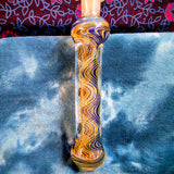 Nectar I/O Straw with 10MM Tip-Blue/Pink Stringers with Gold Fume-V950N