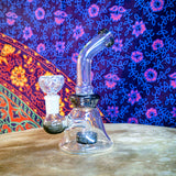 6” True Glass Single Perc Bent Neck Waterpipe-Gray Accents-GWP182