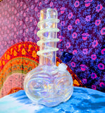 11.5" Soft Glass Alien Waterpipe-Glass on Glass-Iridescent-Glow In The Dark-SG11A