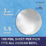 Hookah Foil with Holes, Aluminum Foils Pre-Punched, Heavy Duty Aluminum Foil Cover for Hookah Bowl Accessories (100 Foil Sheets).