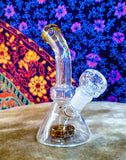 6”  Glass Beaker Bent Neck Waterpipe w/Amber Accents-GWP249A
