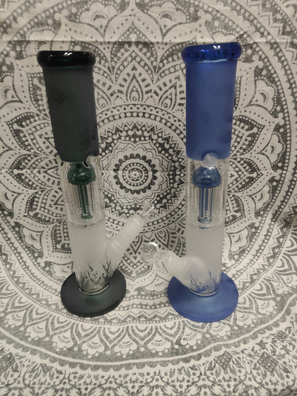 13" Waterpipe | Straight Tube Style | Tree Perc | Frosted Design