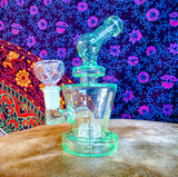 6.5" Neon Green Glass-Bent Neck-Single Perc Waterpipe-GWP604C