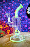 10” Rock Glass Confetti Drum Donut Perc Waterpipe w/ Mint Green Accents-RS571