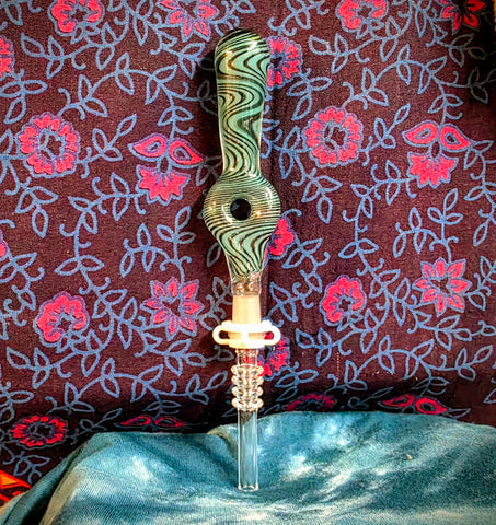 7" Spiral Donut Hole Nectar Collector-Teal-V1052N