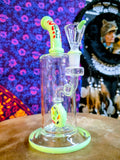 10” Rock Glass Confetti Drum Donut Perc Waterpipe w/ Mint Green Accents-RS571