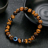 Evil Eye Tiger Eye  Bead Bracelet