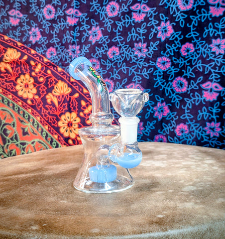6"  Rock Glass Bent Neck Hourglass Shape Waterpipe-PeriwinkleAccents-GWP322