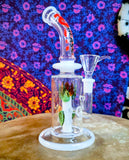 10” Bent Neck Vine Perc Waterpipe w/White,Green,& Brown Accents-RS554