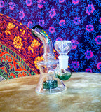 6"  Rock Glass Bent Neck Hourglass Shape Waterpipe-Teal Accents-GWP322