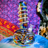 11.5" Soft Glass Alien Waterpipe-Glass on Glass-Iridescent Purple-Glow In The Dark-SG11A