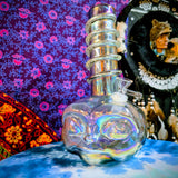 11.5" Soft Glass Alien Waterpipe-Glass on Glass-Iridescent Gray-Glow In The Dark-SG11A