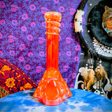 11" Soft Glass Eagle Waterpipe-Glass on Glass-Iridescent Orange-Glow In The Dark-SG11A