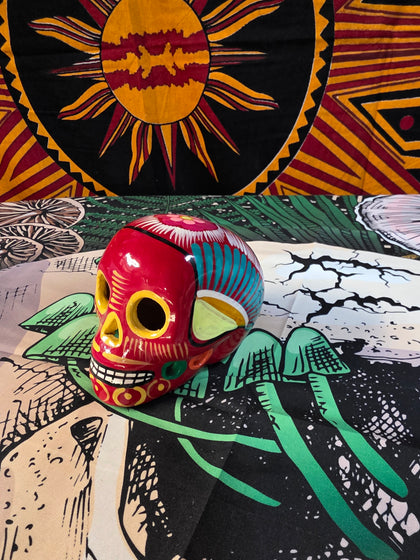 3.5" Red Multi-Color Televara Skull Made in Mexico