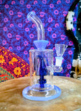 10” Single Perc Barrel Waterpipe w/Periwinkle & Blue Accents-RS559