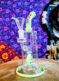 10” Rock Glass Confetti Drum Donut Perc Waterpipe w/ Mint Green Accents-RS571