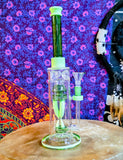 14” Glass Dual Perc Waterpipe w/Greens Accents-RS556