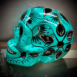 Teal With Silver/Black Sparkly Flowers/Doves Sugar Skull
