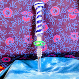 Nectar I/O Straw with 10MM Tip-White/Blue Stripes-V925N