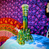 11" Soft Glass Eagle Waterpipe-Glass on Glass-Iridescent Bright Green-Glow In The Dark-SG11A