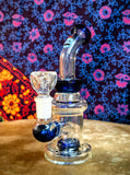6” Bent Neck Showerhead Perc Waterpipe-Blue Accents-GWP276
