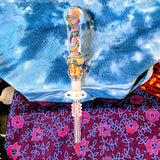 Nectar I/O Straw with 10MM Tip-Pink Gold Fume with Green Blue Ribbon-V1041N