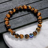 Evil Eye Tiger Eye  Bead Bracelet