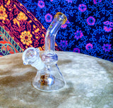 6”  Glass Beaker Bent Neck Waterpipe w/Amber Accents-GWP249A