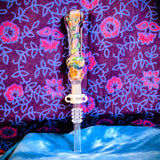 Nectar I/O Straw with 10MM Tip-Pink Gold Fume with Green Blue Ribbon-V1041N