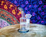 6"  Rock Glass Single Perc  Bent Neck Barrel Shape Waterpipe-Teal Accents-GWP645