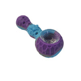Blue/Purple Silicone Pipe | Glass Insert | Cleaning tool | Integrated Storage Compartment