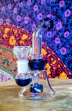 6” True Glass Single Perc Bent Neck Waterpipe-Blue Accents-GWP182