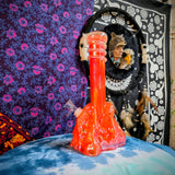 11" Soft Glass Eagle Waterpipe-Glass on Glass-Iridescent Orange-Glow In The Dark-SG11A