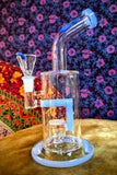 10” Single Perc Bent Neck Waterpipe w/ Periwinkle Blue Accents-RS537