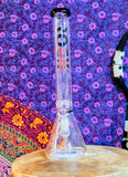 18” Rock Glass Clear Beaker Waterpipe RS523 w/ Ice Catch &Black Rim