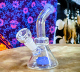 6”  Glass Beaker Bent Neck Waterpipe w/Periwinkle Blue Accents-GWP249A