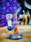 6"  Bent Neck Waterpipe Teal Multi Colored Perc-GWP192